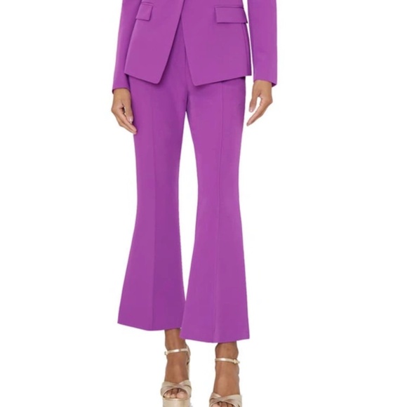 Milly Kj Side-slit Cropped Cady Pants In Vivid Violet